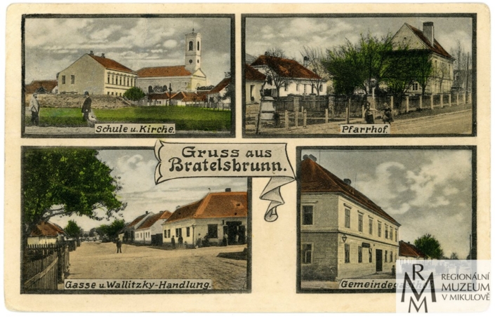 Bratelsbrunn pohlednice, nedatováno, zdroj: Regionální muzeum v Mikulově