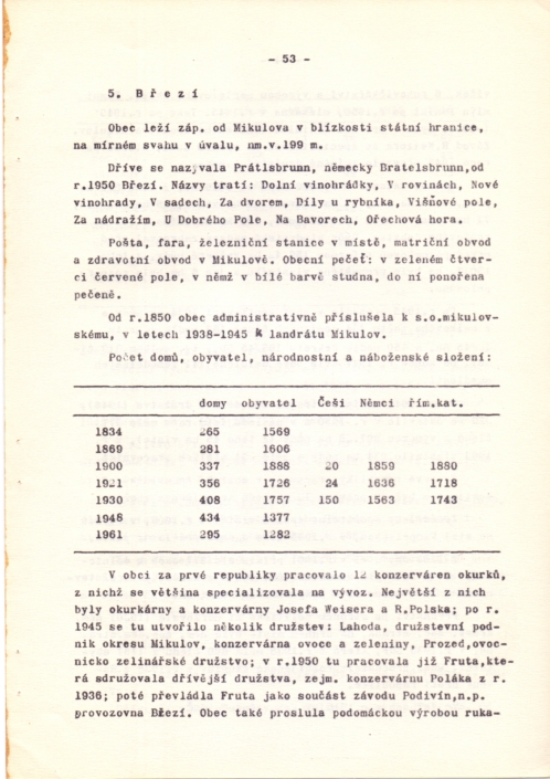 Strana 53 - Místopis Mikulovska 1848 – 1960, učební texty vysokých škol, Autoři: M. Zemek – A. Zimáková, Vydala: Universita Palackého v Olomouci, Filosofická fakulta (1969)