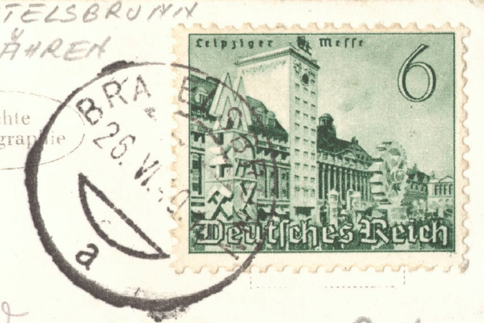 Bratelsbrunn, německé poštovní razítko, pravděpodobně z roku 1940 - zdroj: Pavel Mašek