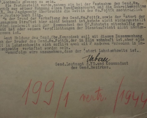 1944, 9. července (Uh. Hradiště) - zpráva ohledně zatčení Ludvíka Fojtíka - část b - zdroj: Archiv bezpečnostních složek