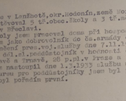 1945 - dotazník s otázkou ohledně možnosti dosvědčení skutečností z období 2. světové války - životopis - zdroj: Archiv bezpečnostních složek