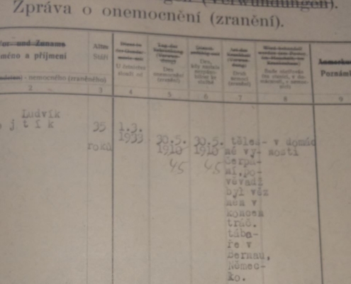 1945 - Zpráva o onemocnění - zdroj: Archiv bezpečnostních složek