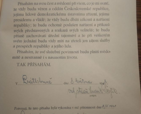 1948 - Přísaha Sboru národní bezpečnosti - Ludvík Fojtík - zdroj: Archiv bezpečnostních složek