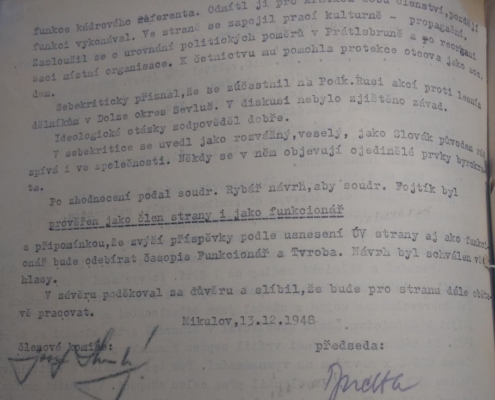 1948 - Záznam o prověření - list 3 - Ludvík Fojtík - zdroj: Archiv bezpečnostních složek