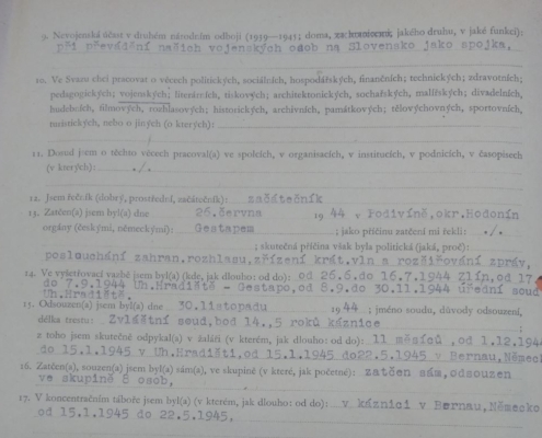 Přihláška str. 2, část 1 - Ludvík Fojtík - Svaz osvobozených politických vězňů v Praze, Ludvík Fojtík, zdroj: Národní archiv České republiky (NAČR)