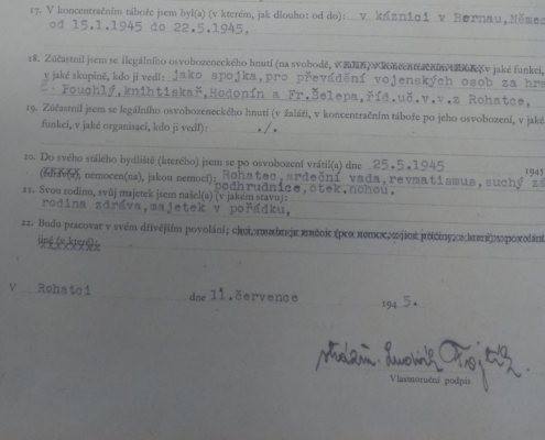 Přihláška str. 2, část 2 - Ludvík Fojtík - Svaz osvobozených politických vězňů v Praze, Ludvík Fojtík, zdroj: Národní archiv České republiky (NAČR)