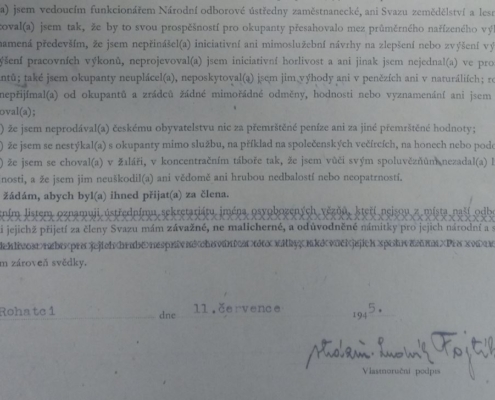 Přihláška str. 3, část 2 - Ludvík Fojtík - Svaz osvobozených politických vězňů v Praze, Ludvík Fojtík, zdroj: Národní archiv České republiky (NAČR)