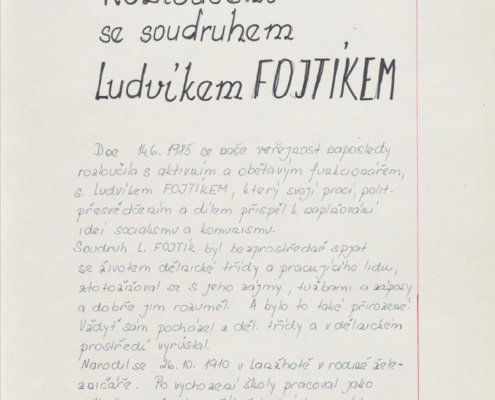 Ludvík Fojtík #01 - Kronika obce Březí - rok 1985 - zdroj: Kronika obce Březí