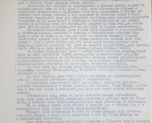 Souhrnná zpráva Ludvíka Fojtíka z roku 1971 ohledně jeho odbojové činnosti od března 1939 do roku 1945, strana 1 – zdroj: Vojenský historický archiv