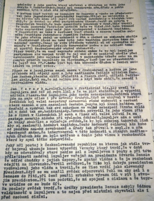 Výpovědi občanů obce Prátlsbrun proti Dobroslavu Lupuljevovi z roku 1947, strana 3, zdroj: Archiv bezpečnostních složek