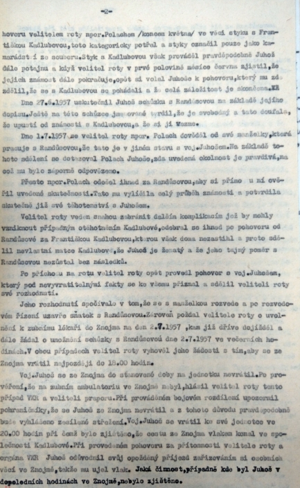 Případ zastřelení Juhoš a Kadlubová, vyšetřovací zpráva, list č. 2, zdroj: Archiv bezpečnostních složek