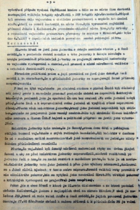 Případ zastřelení Juhoš a Kadlubová, vyšetřovací zpráva, list č. 5, zdroj: Archiv bezpečnostních složek