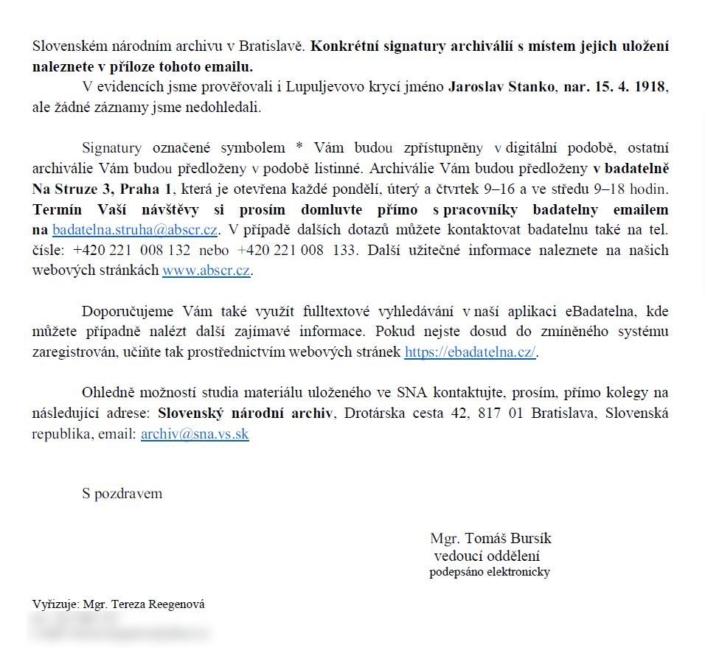 Archiv bezpečnostních složek - výsledek rešerše na jméno Dobroslav Lupuljev, strana 2, zdroj: Archiv bezpečnostních složek
