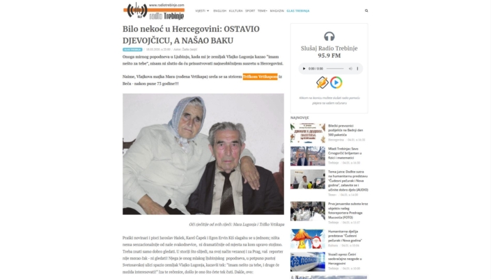 Rádio Trebinje.com po roce 2000 připomíná jména Trifko Vrtikapa a nepřímo Dobroslav Lupuljev. Zdroj: www.radiotrebinje.com